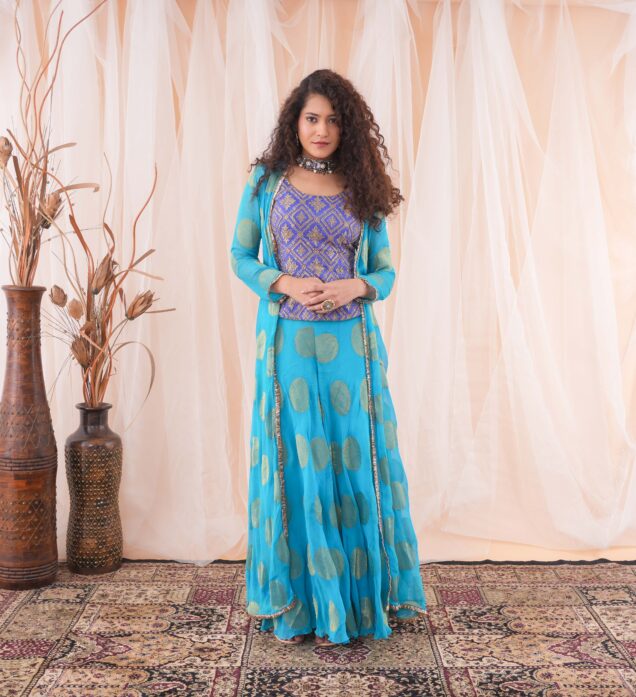 LONG SHRUG WITH SHARARA AND TOP
