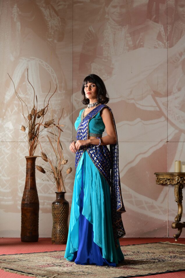 READY TO WEAR DRAPE SKIRT SAREE WITH BLOUSE