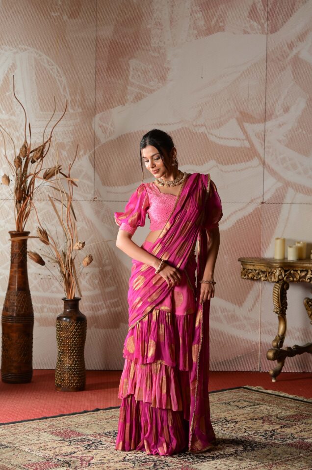 READY TO WEAR DRAPE SKIRT SAREE WITH BLOUSE